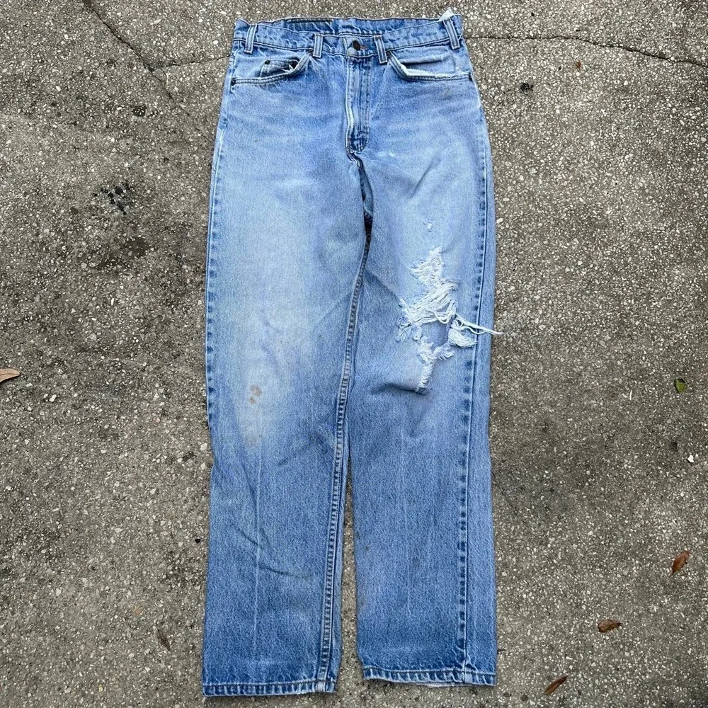 Vintage 80s Levi's 540 Light blue Distressed jeans Size 31x31